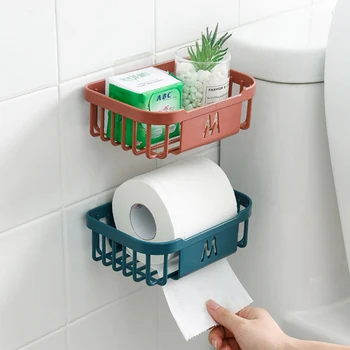 Коробка для салфеток для ванной комнаты без перфорации, полый настенный ящик для хранения салфеток с клейкой лентой, органайзер, подставка для туалетной бумаги, держатель для туалетной бумаги