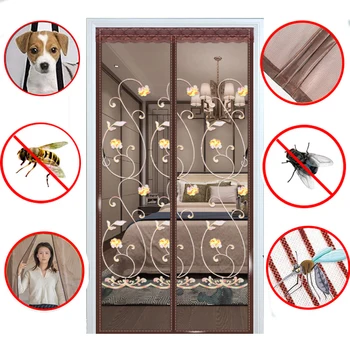 Новая сильная магнитная дверная занавеска, летняя противомоскитная сетка, дверь для спальни, гостиной, защита от насекомых, москитная сетка
