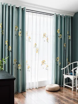 Новые китайские шторы для гостиной, столовой, спальни, ручная роспись, итальянская фланель, простые современные шторы