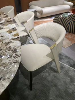 Обеденный стул CC, стул из массива дерева, домашний ресторан, современная дизайнерская вилла, светлая роскошная модельная комната, белый наряд в европейском стиле