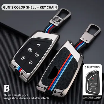 Чехол для ключей от автомобиля из цинкового сплава Брелок для Cadillac CT5 2019 2020 5 Кнопок Чехол для смарт-ключа Металлический Брелок Для ключей Аксессуары для сумки